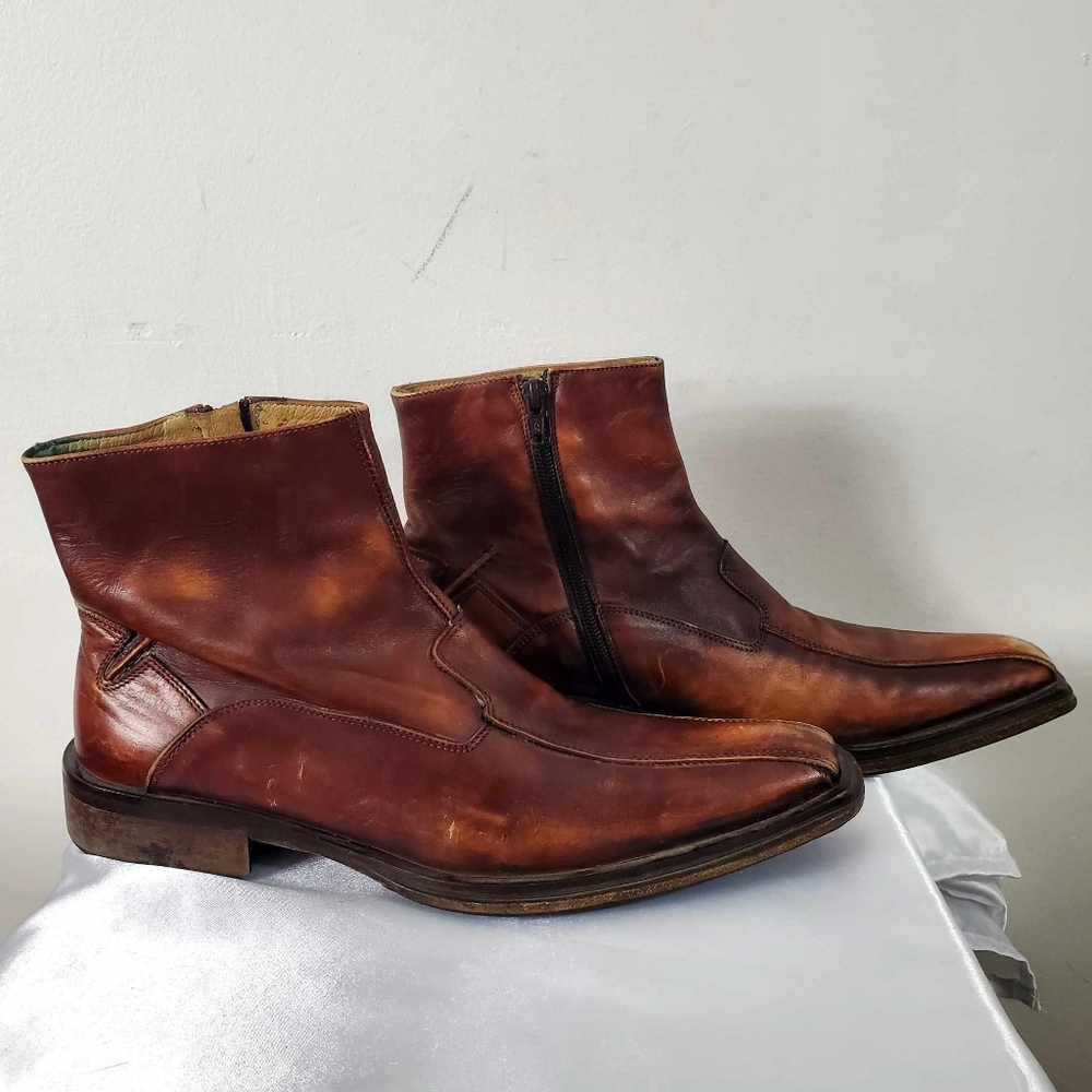 Classic Men Casual Ankle Boots Shoes Genuine Leather Made In Italy